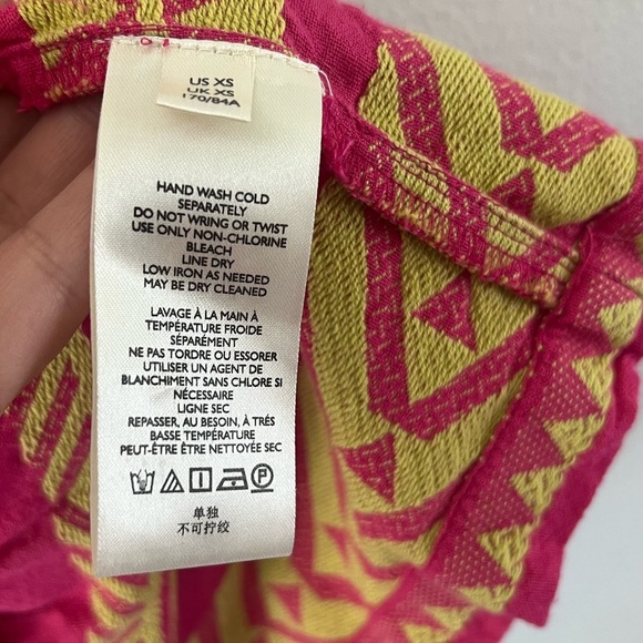 Maeve Dominique Pink &‎ Yellow Embroidered Long Sleeve Tunic Dress Size XS - Picture 14 of 15